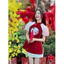 Set váy thời trang nữ áo nhung đỏ tay bồng họa tiết thêu phối váy chữ A thiết kế dễ thương cho nàng đi