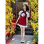 Set váy thời trang nữ áo nhung đỏ tay bồng họa tiết thêu phối váy chữ A thiết kế dễ thương cho nàng đi