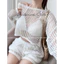 Set Đồ Đi Biển 3 Món, Áo Tay Dài Len Ren, Quần Đùi, Bra Có Mút, Phong Cách Quyến Rũ Shop Uyên Fashion