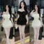 Set Áo Corset Trễ Vai Đan Dây Và Chân Váy Ren Tầng, Phong Cách Sang Trọng Shop Uyên Fashion