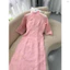 set áo dài tơ thêu 2 lớp HT dịu dàng hồng phấn phối quần lụa phi, tay rộng phom suông thướt SHOPTINAFASHION Shop U