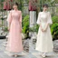 set áo dài tơ thêu 2 lớp HT dịu dàng hồng phấn phối quần lụa phi, tay rộng phom suông thướt SHOPTINAFASHION Shop U