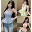 Áo Yếm Buộc Nơ Cổ Dáng Xoè Chun Lưng, Váy Nữ 5 Màu Pastel Xinh Xắn Dễ Thương Shop Uyên Fashion