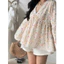 Áo Babydoll Cổ V viền Ren Thêu Hoa Nổi Tay Loe form xoè SHOPTINAFASHION Shop Uyên Fashion