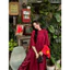 Set áo dài vải lông vũ cao cấp xịn mịn mặc Tết cổ trụ tay lở thắt nơ vai phối quần lụa chất vải đẹp SHOPTINAFASHIO