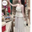 Set váy nữ thiết kế đi tiệc sang trọng áo chất gấm cup peplum có mút đan dây eo dây choàng cổ + Chân váy maxi voan