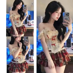 Set váy caro áo cánh tiên đính nơ phối chân váy, váy đi chơi, váy đi tiệc, váy sang chảnh Set váy tiểu thư Shop Uy