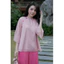 Set đồ bộ thời trang thiết kế áo voan quần lụa nhung cổ tròn tay dài đính nút bọc nhẹ nhàng sang trọng Shop Uyên F