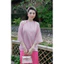Set đồ bộ thời trang thiết kế áo voan quần lụa nhung cổ tròn tay dài đính nút bọc nhẹ nhàng sang trọng Shop Uyên F
