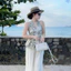 Set Nữ Maxi Trắng Ren - Tay Hở Lưng, Dáng Xòe Cánh Tiên, Vintage, Đi Biển Shop Uyên Fashion
