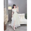 Đầm váy nữ sang chảnh đi tiệc, đầm ren thun trễ vai cuốn bông phối tơ 2 lớp tùng xòe rộng xẻ tà phía sau mocking S