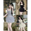 Đầm thời trang Nữ hotgirl dáng mini xếp tầng chất tơ nến 2 dây xếp nếp cúp ngực có mút đính hoa nổi bậc có 3 màu S
