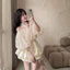 set áo tơ lụa trễ vai DX tay bồng váy tuyết mưa xếp tầng kem vanilla, mềm mịn, thướt tha Shop TiNa Fashion Shop Uy