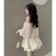 set áo tơ lụa trễ vai DX tay bồng váy tuyết mưa xếp tầng kem vanilla, mềm mịn, thướt tha Shop TiNa Fashion Shop Uy
