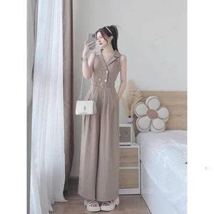 Jumpsuits nữ dài ống rộng chất tuyết mưa cổ sơ mi sát nách kèm đai thiết kế sang chảnh💃💃 👗 👗 👗 Shop Uyên Fash