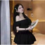 Đầm Cổ Vuông Cột Nơ Xếp Ly Ngực - Bo Eo, Dáng Ngắn, Phối Viền Ren, Phong Cách Tiểu Thư Xinh Xắn Shop Uyên Fashion