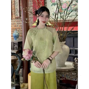 SET CÁCH TÂN ÁO TƠ THÊU HOA NỚI KÈM QUẦN DÀI SUÔNG , mặc tết, ,đi chùa, lễ hội,chụp Shop TiNa Fashion Shop Uyên Fa