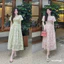 Đầm thời trang nữ mặc đi biển chất voan hoa cao cấp cổ vuông tay búp ngắn chạy mokking váy xoè maxi thiết kế xinh