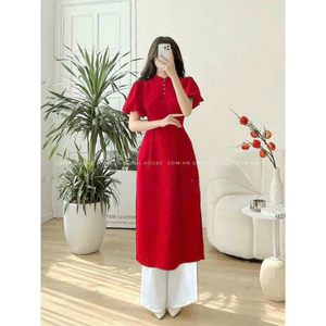 Set Áo Dài Cách Tân Thời Trang Mặc Đi Chơi Tết Cổ Tàu Đính Cườm Tay Phồng Nhẹ Nhàng Siêu Xinh QC🌹 👗 👗 👗 Shop U