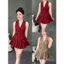 Set váy thời trang Nữ chuẩn hàng loại đẹp chất xược hàng áo gile không tay đính bông nổi mix váy ngắn xếp ly trẻ t