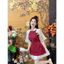 Set váy nữ thiết kế đi chơi tết, Xuân áo gấm tơ cổ tàu nút mây tay loe peplum xẻ tà+dây tua rua phối chân váy tầng