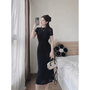 {tăng quà} Đầm body 3 màu trắng, Đen ,kiểu dáng thanh lịch Đơn giãn dễ mặc Shop Uyên Fashion