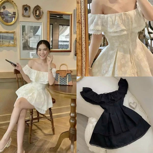 Set Áo Ren Trễ Vai Bèo Viền Ren Form Xòe Và Quần Giả Váy Xòe Shop Tina Fashion Shop Uyên Fashion