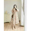 Đầm thời trang nữ chất voan hoa cổ yếm hở vai tay ngắn chạy thun eo dáng váy dài xoè maxi trẻ trung, sang trọng QC