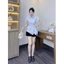 Set bộ thời trang nữ chất áo lụa sọc cổ sơ mi đính nút tay ngắn cột dây eo quần kaki lưng thun ống đứng QC🌹🌹 👗