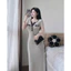 Đầm body thời trang Nữ dáng dài suông chất thun gân co giãn tay ngắn cổ V cài cúc trước viền đen nổi bật có 2 màu