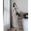 Đầm body thời trang Nữ dáng dài suông chất thun gân co giãn tay ngắn cổ V cài cúc trước viền đen nổi bật có 2 màu