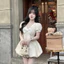 Đầm bí tùng xoè Chất liệu mango có quần đính nơ tay búp dễ thương bánh bèo phù hợp cho nàng đi hẹn hò đi dạo phố S