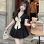 Đầm bí tùng xoè Chất liệu mango có quần đính nơ tay búp dễ thương bánh bèo phù hợp cho nàng đi hẹn hò đi dạo phố S
