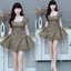 ĐẦM THIẾT KẾ TAY NGẮN ĐÍNH HOA 3D DÁNG XOÈ XẾP LY PHỐI TẦNG BÈO DÁNG NGẮN DỄ THƯƠNG CHUN SAU TÔN DÁng SHOPTINAFASH