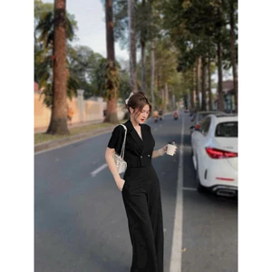 Set bộ vest nữ áo croptop tay ngắn và quần dài ống suông rộng phù hợp đi chơi dự tiệc thanh lịch siêu xinh💃💃 👗