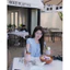 {tăng quà} Set đồ xinh Áo sơ mi cổ tròn tay phồng phối quần lụa ống suông. Shop Uyên Fashion