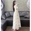 Đầm thời trang sexy mặc đi biển dáng dài cổ yếm cột nơ xẻ ngực sâu gợi cảm vải tơ in hoạ tiết hoa đỏ Shop Uyên Fas