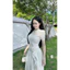 Đầm Dài Thiết Kế Ren 2 Lớp Thanh Lịch | Cổ Tròn Tay Ngắn, Đính Hoa Eo, Màu Tinh Khôi Shop Uyên Fashion