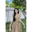 Đầm Dài Thiết Kế Ren 2 Lớp Thanh Lịch | Cổ Tròn Tay Ngắn, Đính Hoa Eo, Màu Tinh Khôi Shop Uyên Fashion