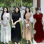 Đầm Dài Thiết Kế Ren 2 Lớp Thanh Lịch | Cổ Tròn Tay Ngắn, Đính Hoa Eo, Màu Tinh Khôi Shop Uyên Fashion