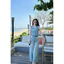 Set đồ Jeans nữ thời trang mùa hè áo sát nách phối quần bò suông dài jean QC tặng kèm nịt