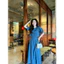 Đầm jean dài - Set váy nữ jean giấy áo coptop cúc bọc tay bồng phối chân váy xuông dài chữ A xẻ tà nhẹ thah lịch đi làm