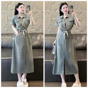 Đầm Váy Nữ Jeans Xòe Dáng Dài Xẻ Tà Với Tone Màu Teen Siêu Xinh, Sang Chảnh