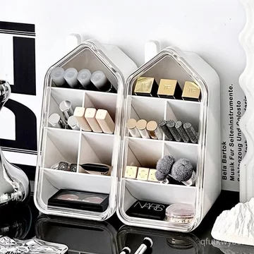 Hộp đựng cọ trang điểm, hộp đựng đồ để bàn có ngăn chia, dung tích lớn, kệ đựng mỹ phẩm cao cấp đựng son môi và phấn mắt