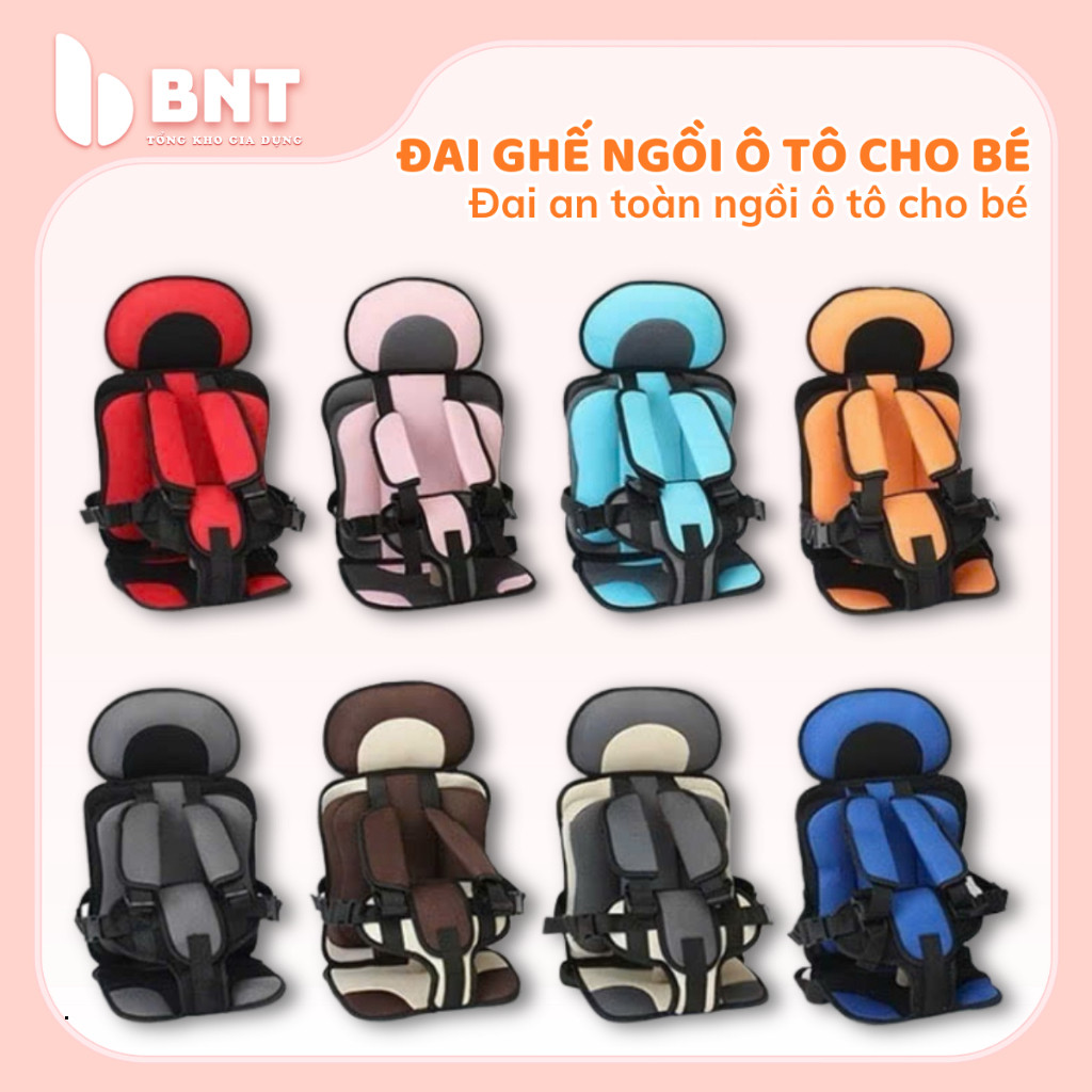 Đệm Ghế hỗ trợ ngồi ô tô cho bé từ 2-8 tuổi - Đai an toàn cho em bé, trẻ em trên xe hơi - phù hợp mọi loại xe ntt95