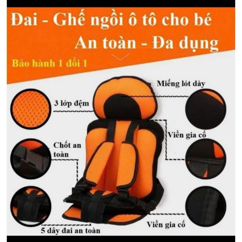 Đệm Ghế hỗ trợ ngồi ô tô cho bé từ 2-8 tuổi - Đai an toàn cho em bé, trẻ em trên xe hơi - phù hợp mọi loại xe ntt95