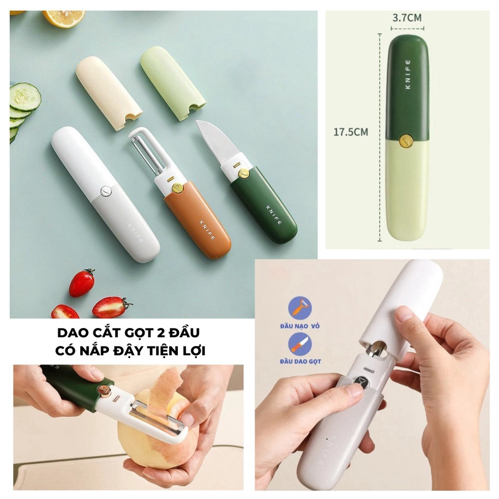 Dụng Cụ cắt gọt 2 đầu có nắp đậy du lịch an toàn tiện lợi mang đi du lịch avinh