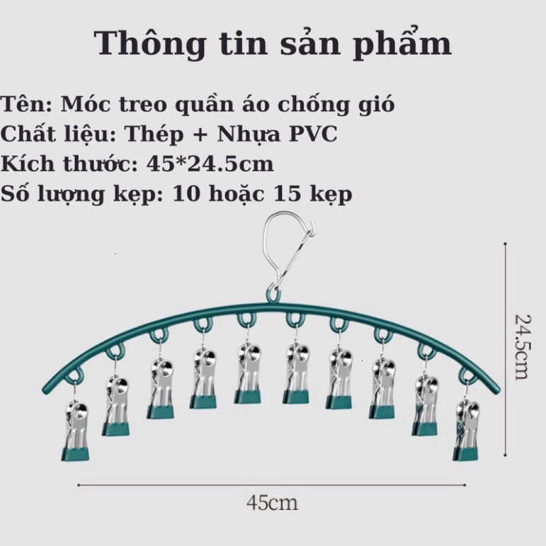 Móc Treo Quần Áo Chống Trượt Chống Gió Móc Phơi Đồ Lót Đa Năng Có Khóa Chống Rơi Bằng Thép Chắc Chắn avinh