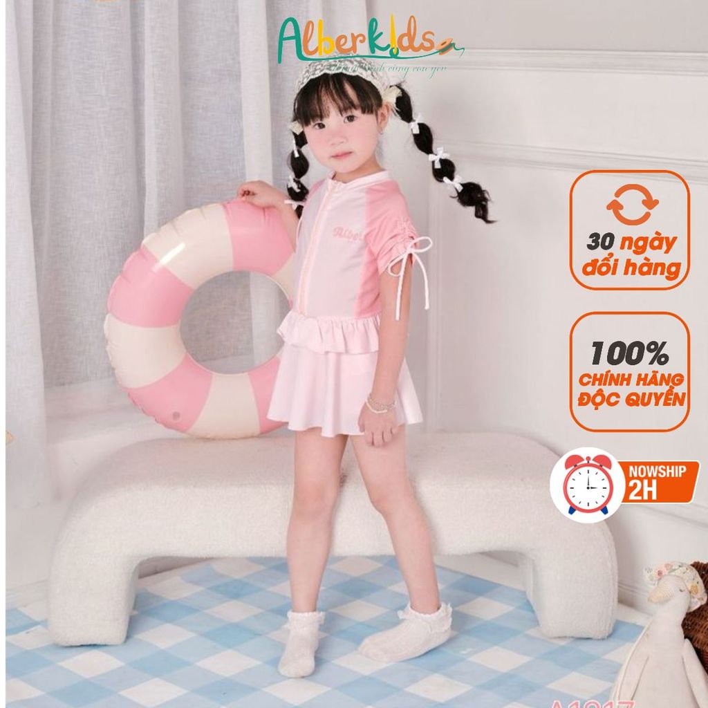 Sét đồ bơi đi biển bé gái ALBERKIDS phối màu cho trẻ em 2-12 tuổi  A1217