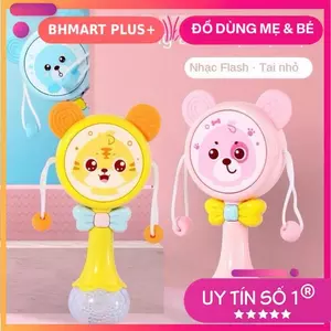 - Trống xúc xắc, lục lạc đánh trống, tích hợp có loa và nhạc, đèn dễ thương cho bé